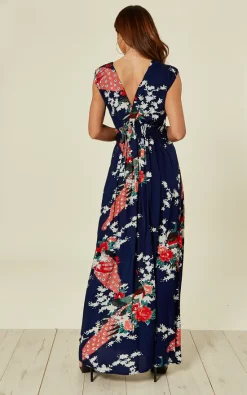 Navy Peacock Floral Summer Maxi Dress 8 Navy Peacock Floral Summer Maxi Dress -UK Skirt Sales 2023 01 24 2019 ELLA Naomi RubyRocks11659