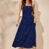 Polka Dot Button Down Strappy Maxi Dress In Navy 2 Polka Dot Button Down Strappy Maxi Dress In Navy -UK Skirt Sales 2023 0G1A294955navy