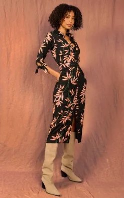 Alva Midi Shirt Dress In Bamboo Black Base 8 Alva Midi Shirt Dress In Bamboo Black Base -UK Skirt Sales 2023 116