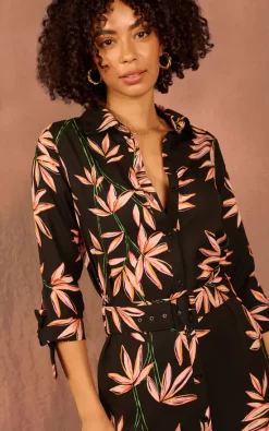 Alva Midi Shirt Dress In Bamboo Black Base 9 Alva Midi Shirt Dress In Bamboo Black Base -UK Skirt Sales 2023 156