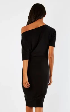 Black Lily One Shoulder 1/2 Sleeve Midi Dress -UK Skirt Sales 2023 2017 09 18 Tom Shree PleatBoutique2182