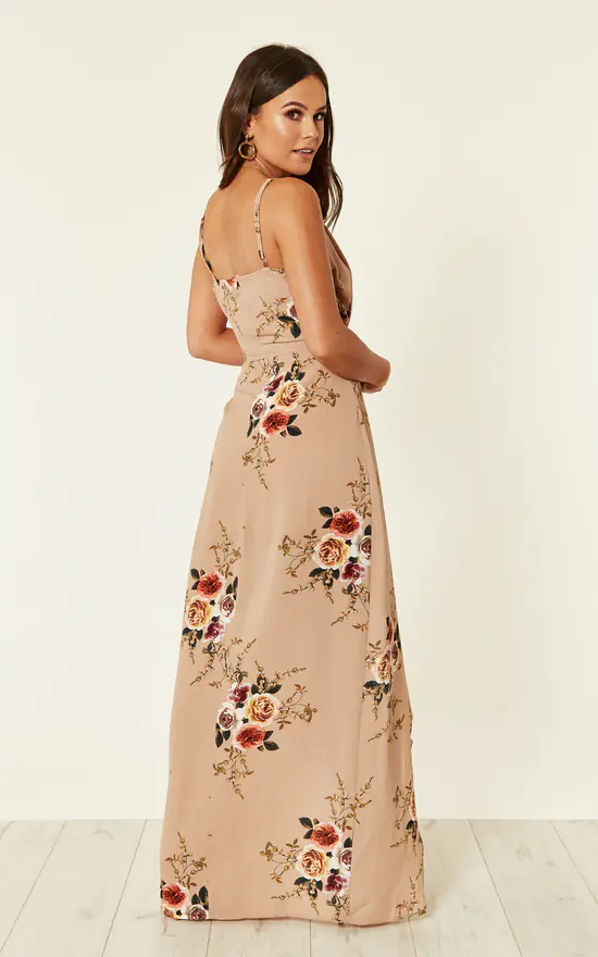 Mia Floral Wrap Maxi Beige 3 Mia Floral Wrap Maxi Beige - Image 2