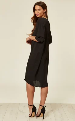 Black Relaxed Fit Split Sleeve Midi Dress -UK Skirt Sales 2023 2018 04 25 Ella Naomi DivineGrace32504