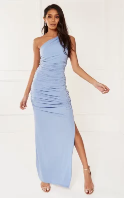 Exclusive Angelina Blue One Shoulder Maxi Bridesmaid Dress