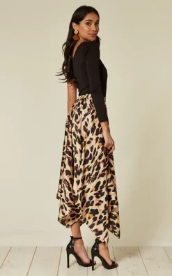Satin Pleated Asymmetrical Midi Skirt In Leopard Print -UK Skirt Sales 2023 2019 03 25 Jen Shree Danna6934