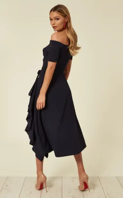 Exclusive Bardot Off Shoulder Frill Midi Dress Navy 7 Exclusive Bardot Off Shoulder Frill Midi Dress Navy -UK Skirt Sales 2023 2019 04 03 Ella Chynna FeverFish15111