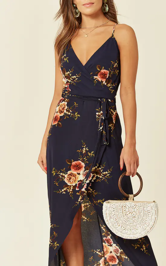 Exclusive Mia Navy Floral Wrap Dress 6 Exclusive Mia Navy Floral Wrap Dress - Image 4