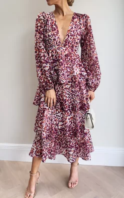 Ashton Ruffle Midi Dress Coral Abstract -UK Skirt Sales 2023 20200318 155133187 iOS