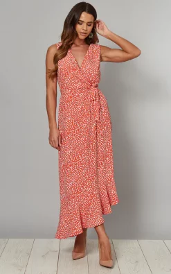 Fiona Asymmetric Wrap Front Maxi Dress In Red Print -UK Skirt Sales 2023 2020 01 22 Tom Naomi BlueVanilla313207