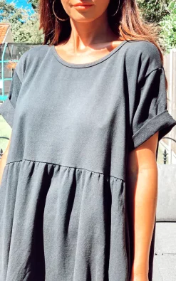 Diana Tiered Midi Smock Dress In Black -UK Skirt Sales 2023 2020 08 01 Megan Naomi BlueVanilla10