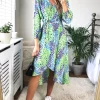Plunge Neck Leopard Print Wrap Midi Dress In Green/Blue And Green -UK Skirt Sales 2023 2020 09 10 Megan Cara D.anna11