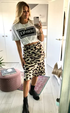 Satin Leopard Print Midi Slip Skirt Brown 9 Satin Leopard Print Midi Slip Skirt Brown -UK Skirt Sales 2023 2020 09 17 Megan Chloe UrbanTouch1