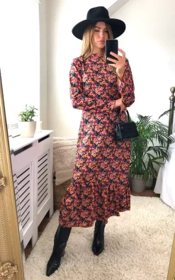 Glamorous Multi Mix Floral Long Sleeve Midi Dress -UK Skirt Sales 2023 2020 10 02 cara Glamorous21