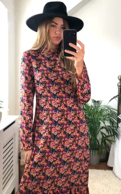 Glamorous Multi Mix Floral Long Sleeve Midi Dress -UK Skirt Sales 2023 2020 10 02 cara Glamorous23