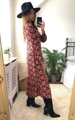 Glamorous Multi Mix Floral Long Sleeve Midi Dress -UK Skirt Sales 2023 2020 10 02 cara Glamorous24