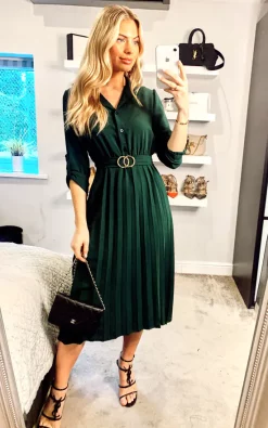 Belted Shirt Midi Dress In Green 9 Belted Shirt Midi Dress In Green -UK Skirt Sales 2023 2021 02 05 Megan Sasha Mela13