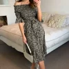 Off Shoulder Tiered Midi Dress In Black Ditsy Floral -UK Skirt Sales 2023 2021 03 11 Megan Naomi Shikha66