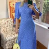 Blue And White Ditsy Esme Midi Dress -UK Skirt Sales 2023 2021 03 26 Megan Kasia NobodysChild2