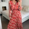 Traffic People Requim Midi Floral Dress In Red 2 Traffic People Requim Midi Floral Dress In Red -UK Skirt Sales 2023 2021 04 09 Megan Naomi TrafficPeople81
