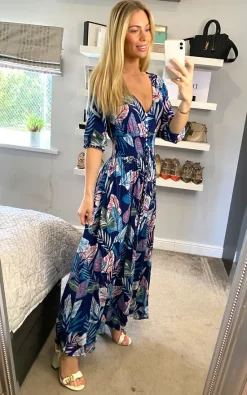 Multi Print Feather Buttoned Midi Dress In Navy -UK Skirt Sales 2023 2021 04 25 sasha anegleye 23 04 2021 12 17 27 2