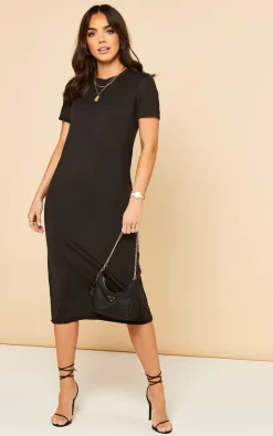 T Shirt Midi Dress In Black