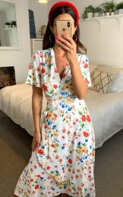 Floral Wrap Midi Dress In White -UK Skirt Sales 2023 2021 06 21 naomi d.anna 18 06 2021 12 02 27