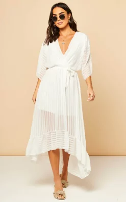 Cream Plunge Maxi Dress