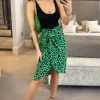 Green/Black Leopard Midi Wrap Style Skirt With Elasticated Waist Band -UK Skirt Sales 2023 2021 06 29 Megan D.ANNA 1254