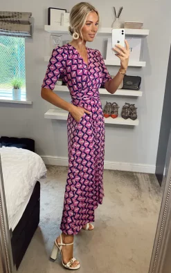Coleen Wrap Maxi Dress, Fuschia -UK Skirt Sales 2023 2021 07 26 Megan Sasha JolieMoi21