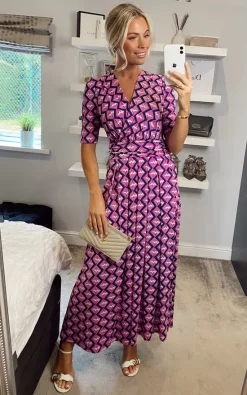Coleen Wrap Maxi Dress, Fuschia -UK Skirt Sales 2023 2021 07 26 Megan Sasha JolieMoi24