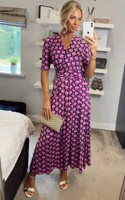 Coleen Wrap Maxi Dress, Fuschia -UK Skirt Sales 2023 2021 07 26 Megan Sasha JolieMoi25