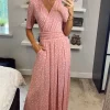 Coleen Wrap Maxi Dress, Pink Polka -UK Skirt Sales 2023 2021 07 26 Megan Sasha JolieMoi34