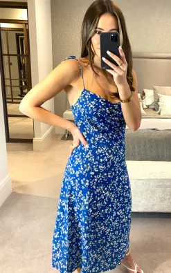 Cami Floral Print Midi Dress In Blue -UK Skirt Sales 2023 2021 07 28 megan D.anna 5735