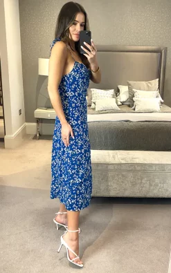 Cami Floral Print Midi Dress In Blue -UK Skirt Sales 2023 2021 07 28 megan D.anna 5736