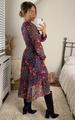 Joe Browns Ruffled Midi Wrap Dress In Mixed Floral Print -UK Skirt Sales 2023 2021 09 07 Megan Cara JoeBrowns30