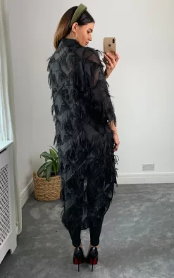 Black Oversized Shirt Dress With Feather Tassel Look Embroidery -UK Skirt Sales 2023 2021 09 16 Megan Naomi CYboutique35