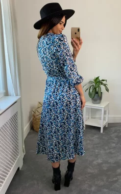 High Low Leopard Print Wrap Midi Dress In Blue -UK Skirt Sales 2023 2021 09 21 Megan Naomi Danna10