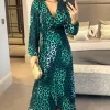 Wrap Midi Dress In Green Leopard Print 1 Wrap Midi Dress In Green Leopard Print -UK Skirt Sales 2023 2021 09 21 megan Jenerique 2730