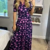Jolie Moi Amaka Wrap Leaf Midi Dress, Navy Leafy -UK Skirt Sales 2023 2021 09 22 Megan Sasha JolieMoi16