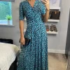 Jolie Moi Molly Jersey Maxi Dress, Blue Animal
