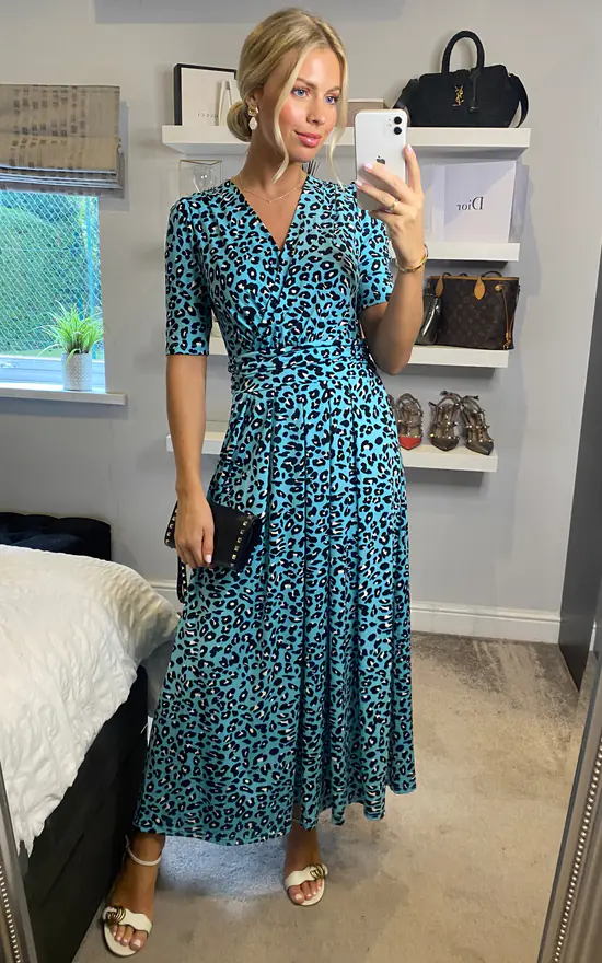 Jolie Moi Molly Jersey Maxi Dress, Blue Animal 3 Jolie Moi Molly Jersey Maxi Dress, Blue Animal