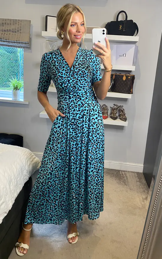 Jolie Moi Molly Jersey Maxi Dress, Blue Animal 5 Jolie Moi Molly Jersey Maxi Dress, Blue Animal - Image 3