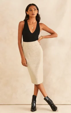 Vila Knitted Midi Pencil Skirt In Beige 8 Vila Knitted Midi Pencil Skirt In Beige -UK Skirt Sales 2023 2021 10 12 SF TOM Shree Vila14565