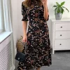 Blush And White Floral Print Tiered Dress With High Neck And 3/4 Smocked Sleeves In Black -UK Skirt Sales 2023 2021 10 16 d.anna naomi 13 10 2021 09 47 32