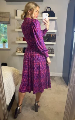 Jolie Moi Kathryn Long Sleeve Midi Dress, Geo Multi -UK Skirt Sales 2023 2021 10 29 Sasha JolieMoi30