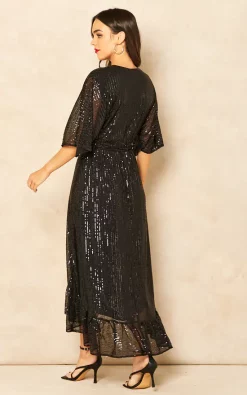 Sequin Plunge Maxi Dress In Black 9 Sequin Plunge Maxi Dress In Black -UK Skirt Sales 2023 2021 11 01 Jen Mollie Bella Blue20443