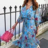 Kimono Sleeve Floral Maxi Wrap Dress In Blue 1 Kimono Sleeve Floral Maxi Wrap Dress In Blue -UK Skirt Sales 2023 2022 01 19 Naomi Tenki11