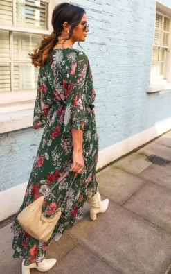 Kimono Sleeve Floral Maxi Wrap Dress In Green 9 Kimono Sleeve Floral Maxi Wrap Dress In Green -UK Skirt Sales 2023 2022 01 19 Naomi Tenki7