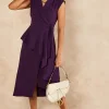 Wrapover Midi Peplum Frill Dress Purple -UK Skirt Sales 2023 2022 01 21 JEN Nayha FeverFish28766