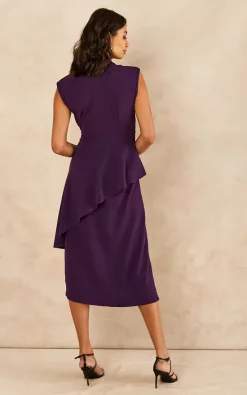 Wrapover Midi Peplum Frill Dress Purple 9 Wrapover Midi Peplum Frill Dress Purple -UK Skirt Sales 2023 2022 01 21 JEN Nayha FeverFish28780